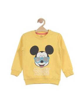mickey-mouse print cotton sweatshirt