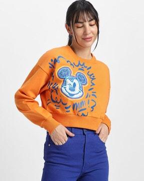 mickey mouse print crew-neck sweatshirt