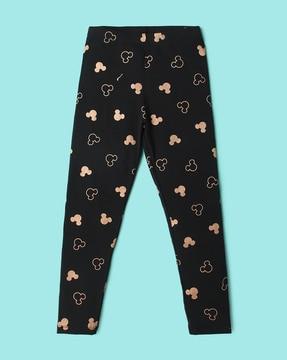 mickey mouse print leggings with elasticated waist