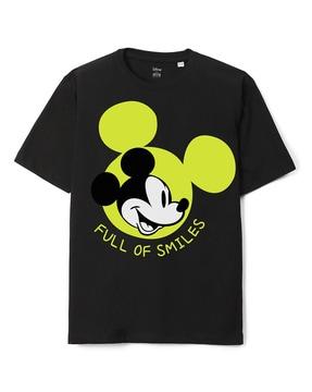 mickey mouse print loose fit crew-neck t-shirt