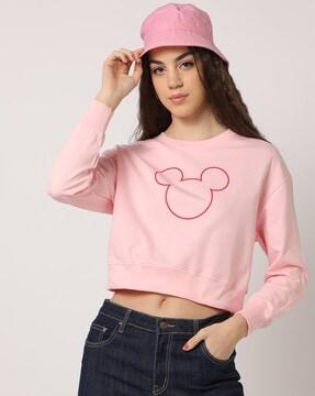 mickey mouse print relaxed fit sweatshirt