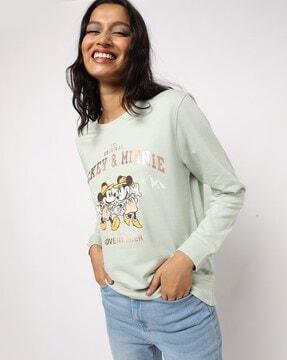 mickey-mouse print round-neck sweatshirt