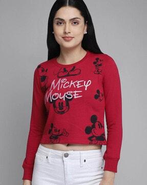 mickey-mouse print round-neck tank sweatshirt