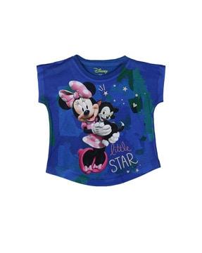 mickey mouse print round-neck top