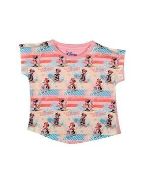 mickey mouse print round-neck top