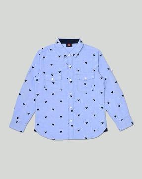 mickey mouse print shirt with patch pockets