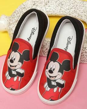 mickey mouse print slip-on shoes