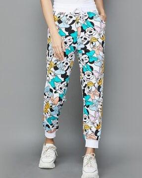 mickey-mouse print straight fit pants