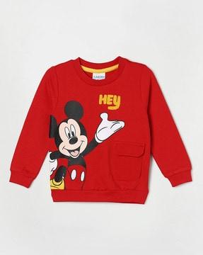 mickey mouse print sweatshirt with flap pocket
