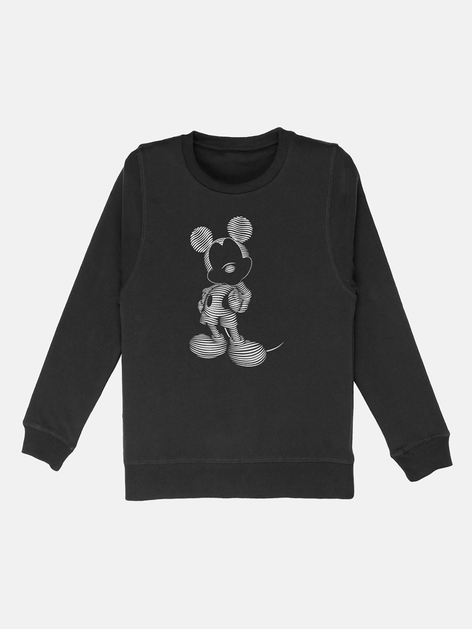 mickey printed black full sleeve sweater
