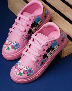 micky mouse print lace-up shoes