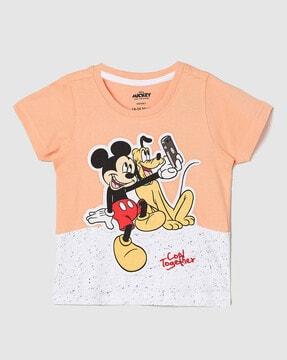 micky mouse print round-neck t-shirt