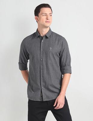 micro check cotton shirt