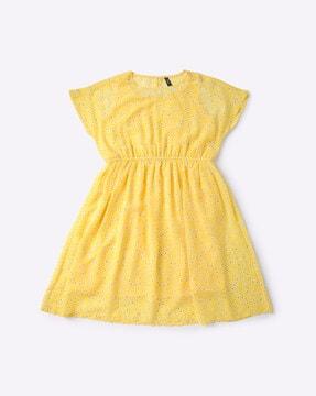 micro print a-line dress