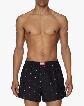 micro print boxers with elasticated waist