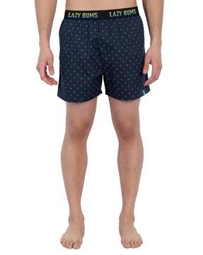 micro print boxers with elasticated waist