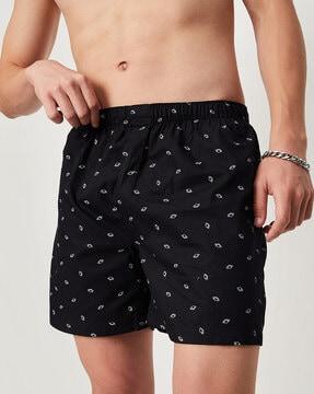 micro print boxers with elasticated waistband