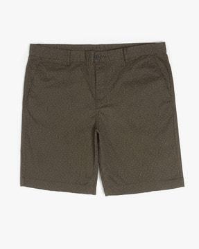 micro print flat-front shorts