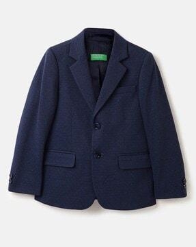 micro print single-breasted blazer with notched lapel