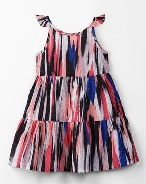 micro printed sleeveless fit & flare dress
