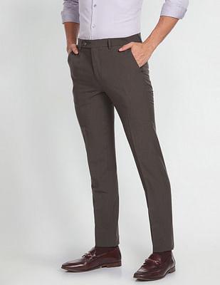 micro check polyester formal trousers