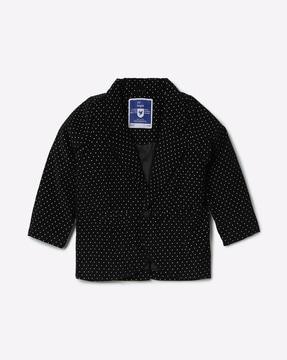 micro-dot print blazer with notched lapel