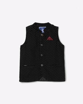 micro-dot print waistcoat with pocket square