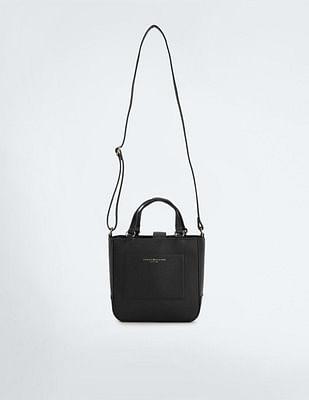 micro logo textured crossover bag