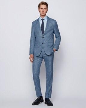 micro-patterned slim-fit 2-piece suit set