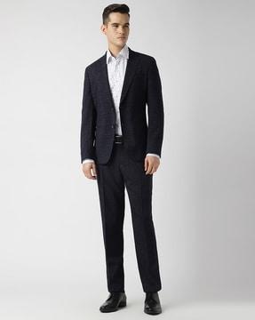 micro patterned linen wool suit