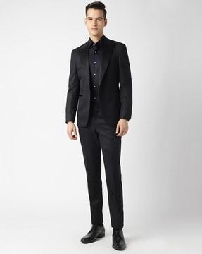 micro patterned silk wool suit set