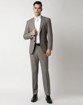 micro patterned stretchable wool slim fit suit set