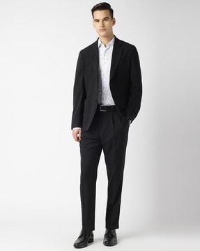 micro patterned wool blend slim fit suit