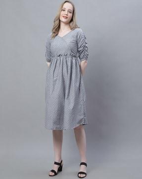 micro-print a-line dress