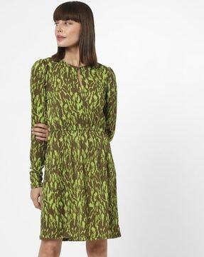 micro print a-line dress