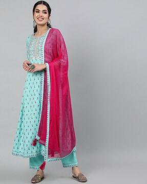 micro print a-line kurta set