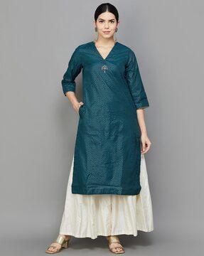 micro print a-line kurta