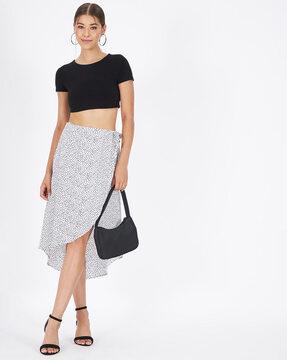 micro print a-line skirt