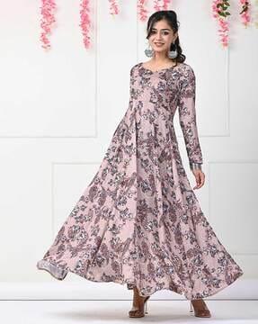 micro print anarkali kurta set