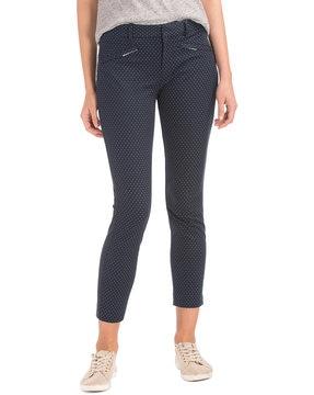 micro print bi-stretch skinny ankle-length pants