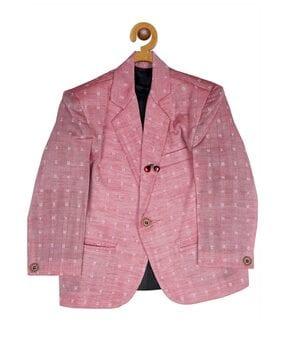 micro-print blazer with button closure