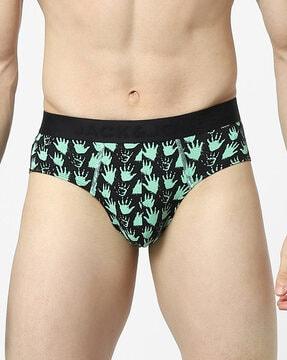 micro print briefs with elasticated waistband