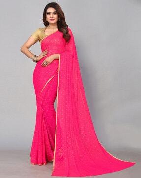 micro print chiffon saree with sequance lace