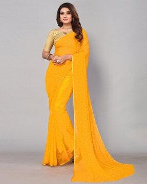 micro print chiffon saree