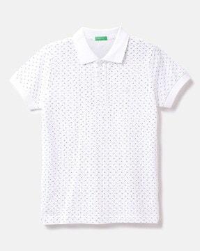 micro print cotton polo t-shirt