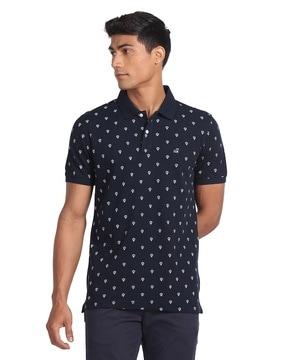 micro print cotton polo t-shirt