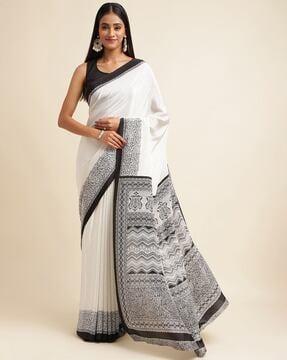 micro print crepe saree