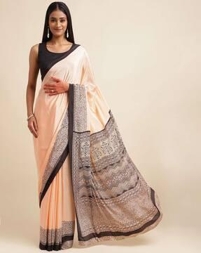 micro print crepe saree