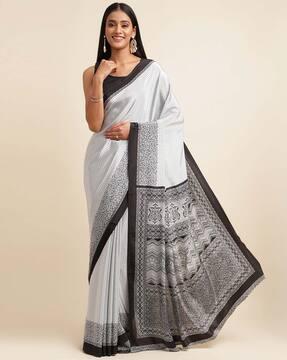 micro print crepe saree