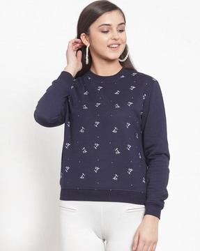 micro print crew-neck sweatshirt